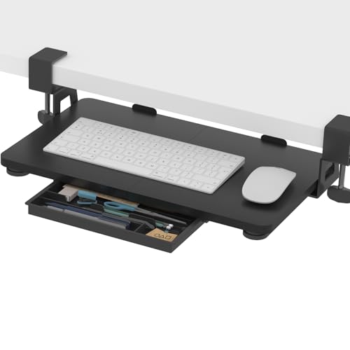 ETHU Small Keyboard Tray Under Desk with C-Clamp, 19.7x11.81", Black - color: Black
