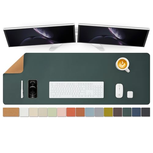 Large Cork Desk Mat - 47.2"x 17" Desk Pad for Office and Home - Ideal for Large Mouse Pad and Desk Mats on Top of Desks(Dark Green) - color: Dark Green, size: 47.2" x 17"