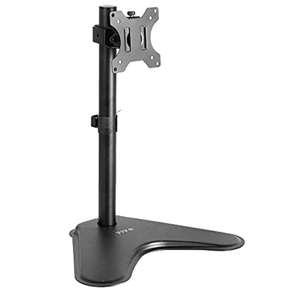 VIVO Single Monitor Desk Stand, Holds Screens up to 32 inch Regular and 38 inch Ultrawide, Freestanding VESA Steel Mount Base, Adjustable Height, Tilt, Swivel, Rotation, Black, STAND-V001H - color: Black, size: 18" Tall