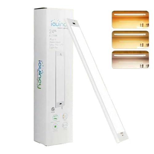 24 Inch Under Cabinet Lights Plug in, Hand Wave Sensor Under Cabinet Lighting for Kitchen Sink, Office Desk, Workbench, 5 CCT Dimmable Under Counter Lighting, Under Cabinet Task Lighting 600LM - size: 24 inch