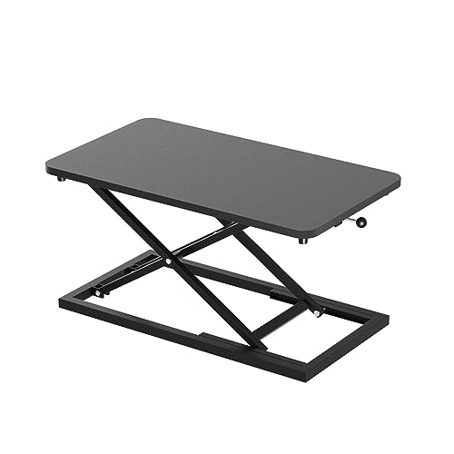Decoholic 24 inch Height Adjustable Standing Desk Converter（Black） | Scissors Lift Keyboard and Mouse Riser,Ergonomic Sit Stand Workstations，suitable to hold large/small items