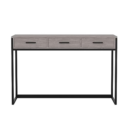 Martha Stewart Ollie Home Office Desk with 3 Drawers in Gray Wood Grain with Oil Rubbed Bronze Hardware - color: Gray Top/Oil Rubbed Bronze Frame
