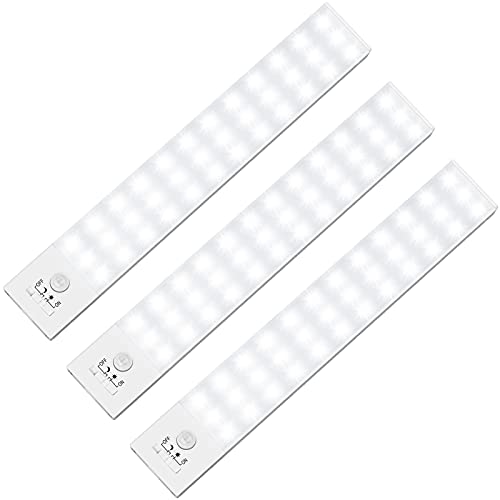 Under Cabinet Lighting, 36 LED Motion Sensor Light Indoor Rechargeable, 1500mAh Closet Lights Battery Operated for Kitchen Cabinets, Shelves, Walls (3 Pack) - color: 5500K Daylight White 3 Packs-9 inches