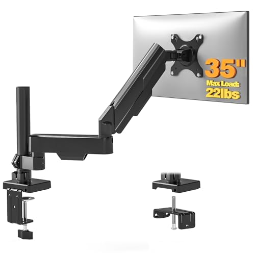 Single Monitor Stand & Monitor Arm Desk Mount up to 35 Inches | Fully Adjustable Heavy Duty Monitor Mount for Screen Ergonomic VESA Mount with C-Clamp/Grommet Base, Cable Management - size: Single Monitor Stand