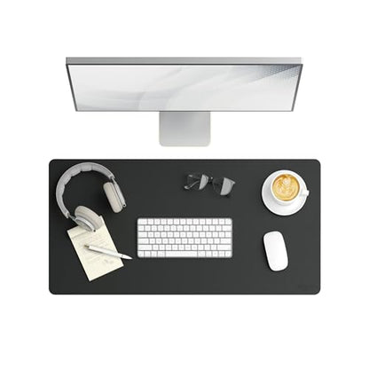 Smead Vegan Leather Desk Pad Mat, Office Desk Mat, Medium, Charcoal Gray | Waterproof desk pad protector, writing mat and desk blotter. Non-slip suede grips under a keyboard, mouse and notepad. - color: Charcoal Gray, size: 15.7" x 31.5"
