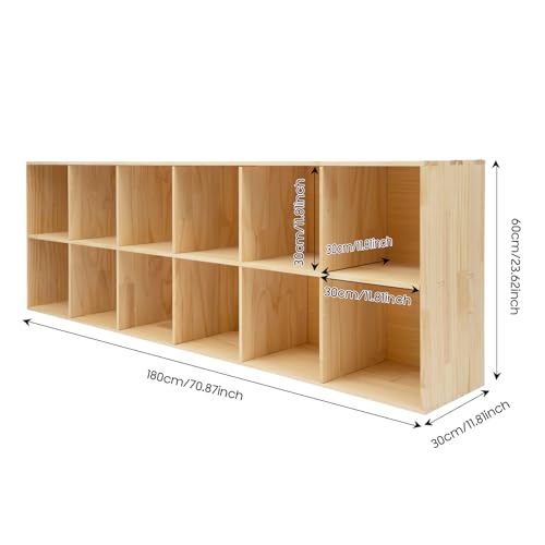 12 Cube Storage Organizer - Solid Wood Bookshelf - Cube Shelf - Vertical or Horizontal Bookcase - Open Book Shelf - Easy Assembly for Bedroom, Living Room, Office - size: 12-Cube