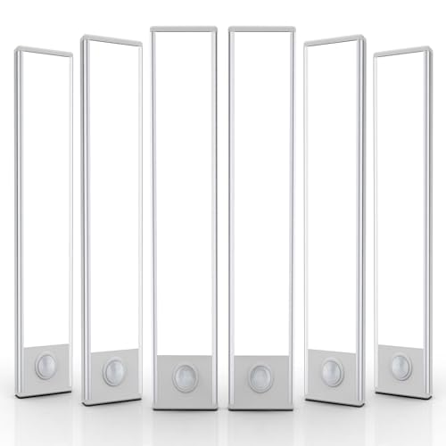 12 inch Under Cabinet Lighting, 6 Pack Motion Sensor Light Indoor Rechargeable Magnetic Closet Lights Battery Operated, Under Counter Lights for Kitchen, Wardrobe, Hallway, Stairs White Light - color: White Light, size: 12inch