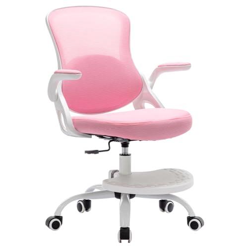 Kids Desk Chair,Ergonomic Study Chair with Adjustable Height,Swivel Mesh Desk Chair with Wheels,Home Office Chair for Children in Home Bedroom Pink - color: Pink