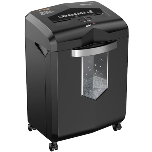 Bonsaii 16-Sheet Micro-Cut 60-Min Run Paper Shredder Heavy Duty | Jam-Proof, P-4 Security Level, 62dB Ultra-quiet, 6-Gal Bin with Casters, Shreds Credit Cards & Staples C149-D - size: 16 Sheet Micro Cut
