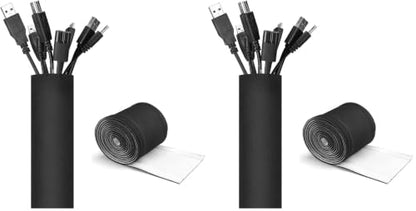JOTO 4 Pack Cable Management Sleeve -Black, 2 Large - color: Black, size: 4 Pack, 130 Inches