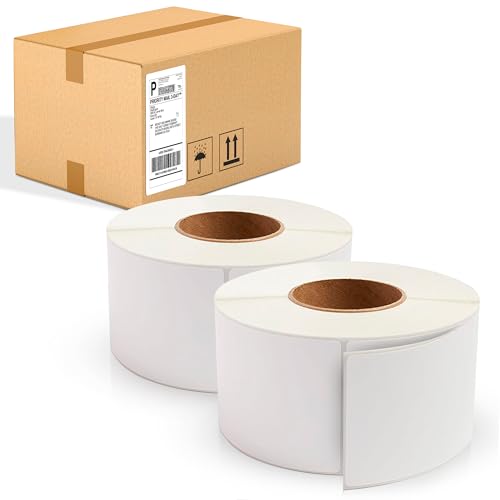 ABC PACK & SUPPLY Thermal Transfer Labels 3.5 x 8 Inch, White Matte Shipping Labels, 3" Core, Perforated, 750 Labels per Roll, 4 Rolls, Permanent Adhesive, Industrial Printer Compatible - style: 3.5" x 8" / 3000 Pack