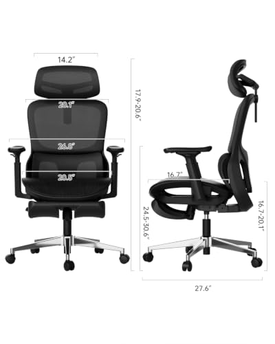 Hbada P2 Ergonomic Office Chair, Office Chair with 3D Lumbar Support, Ergonomic Chair with 3D 360° Rotation Arms & 3D Headrest, 135° Stepless Tilt Function, Black - color: Carbon Black