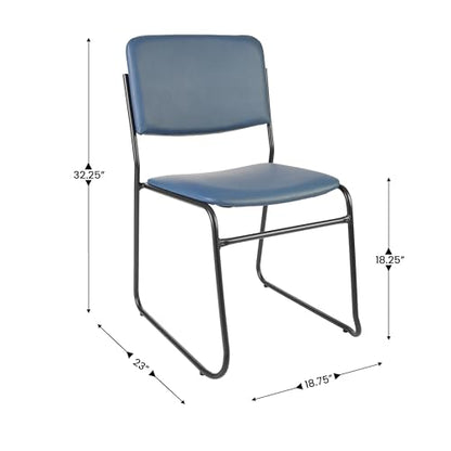 Flash Furniture Hercules Vinyl Stackable Chair with Sled Base, Navy, 5-Pack | Vinyl Upholstery, 500 LBS. Weight Capacity - color: Navy Vinyl/Black Frame, size: Set of 5