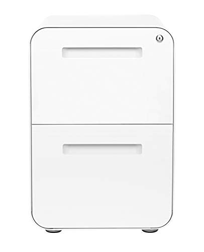 Laura Davidson Furniture Stockpile 2 Drawer Mobile File Cabinet with Lock - Under Desk Metal Filing Cabinet, Legal/Letter File Folders, Wheels and Stationary Feet, Pre-Assembled, White - color: White