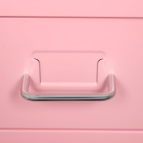 6 Drawer Mobile File Cabinet with Lock,Under Desk Metal Filing Cabinets for Home Office Organizer,Small Rolling Printer Stand with Wheels,for Letters,Legal,A4 (Pink) - color: Pink