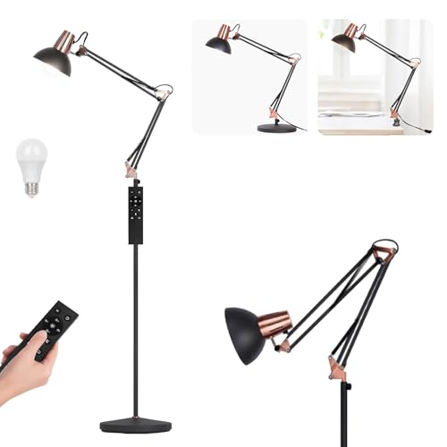 FIRVRE Floor Lamp for Living Room, Modern Standing Lamps with Dimmable LED Bulb and Remote Control, 3 Modes of Use—Floor Lamp, Table Lamp, and Clip-On Lamp, Lamps for Bedroom, Office Corner - color: Black(Remote)