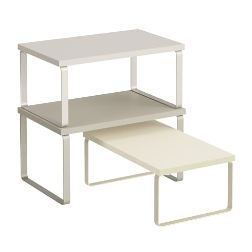 SONGMICS Cabinet Organizer Shelf, Set of 3 Spice Rack, Kitchen Storage | Kitchen Counter Shelves, Kitchen Storage, Spice Rack, Summer Sand, BYSTRO Collection UKCS220K01 - color: Sand Beige