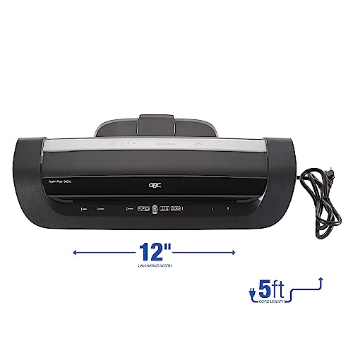 GBC Thermal Laminator Machine, Fusion 6000L, 12 Inch, 1 Min Warm-Up, 3-10 Mil, with 50 EZUse Laminating Pouches for Home, Office and Classroom, Black (1703097) - style: 6000L