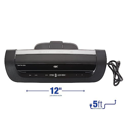 GBC Thermal Laminator Machine, Fusion 6000L, 12 Inch, 1 Min Warm-Up, 3-10 Mil, with 50 EZUse Laminating Pouches for Home, Office and Classroom, Black (1703097) - style: 6000L
