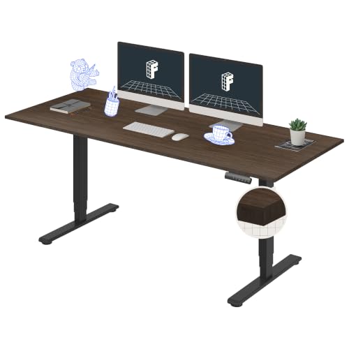 FLEXISPOT E6 Bamboo 3-Stage Dual Motor Electric Standing Desk 72 x 30 Sit Stand Up Desk, Holds 220 lbs, Adjustable Height w/Memory Presets, Solid Walnut Bamboo Desktop & Black Frame, Ships in 2 Boxes - color: Black Frame+ Walnut Bamboo Top, size: 72"x30"