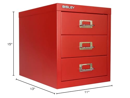 Bisley 3-Drawer Steel MultiDrawer Cabinet - Cardinal Red - color: Cardinal Red, size: 3 Drawer