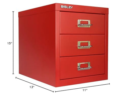 Bisley 3-Drawer Steel MultiDrawer Cabinet - Cardinal Red - color: Cardinal Red, size: 3 Drawer
