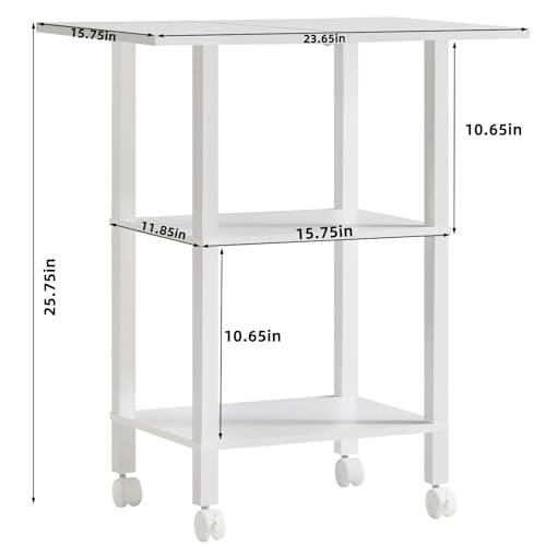 YUFAM 3 Tier Home Printer Stand with Storage, White - color: White, size: 15.75"D×23.65"W×25.7"H
