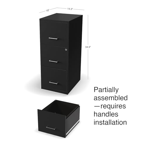 STAPLES Vertical File Cabinet for Letter/Legal Files, 3-Drawer, Letter/Legal Compatible, Locking, Black - style: 2 Pack