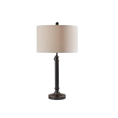 Adesso Table Lamp, Antique Bronze & Oatmeal, Adjustable Height, 34.5” - color: Antique Bronze, size: Table Lamp