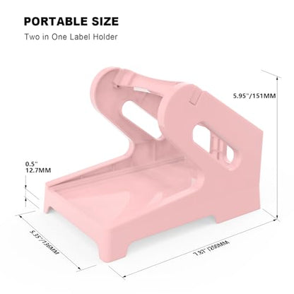 Thermal Label Holder for Rolls and Fan-Fold Labels, Sticker Roll Holder Work with Desktop Label Printer, Label Stand Shipping Supplies for Home Office(Pink) - color: Pink
