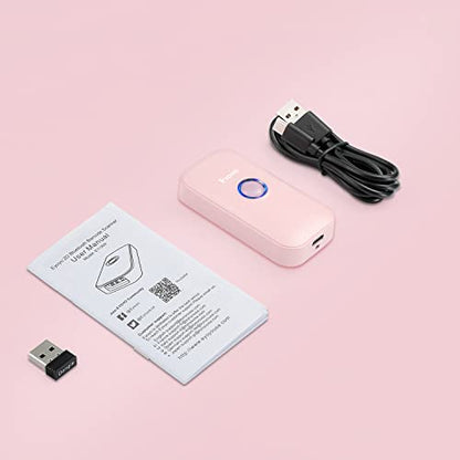 Eyoyo Portable Mini 1D Bluetooth Barcode Scanner Wireless, Pink | 3-in-1 Bluetooth&USB Wired&2.4G Wireless, UPC Bar Code Reader Scanning, Work with Windows, Android, iOS, Tablets or Computers - color: Pink