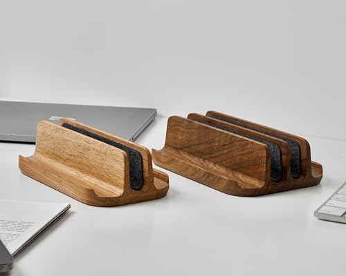 THEHRDWOOD Laptop Stand Vertical Laptop Holder for Desk - All Laptop Vertical Stand up to 0.7'' Thick - Laptop Vertical Stand Handmade of Natural Wood (Dragon Mono Ash) - color: Dragon Mono Ash