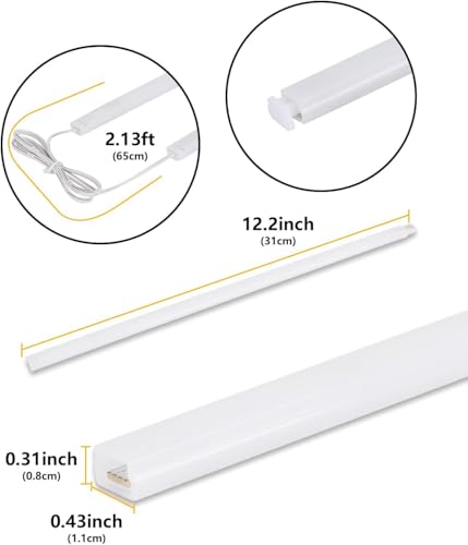 Cefrank 6-Pack Linkable Under Cabinet Lighting, 12" LED Shelf Light Bars - color: White