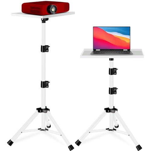 Projector Stand, 22 to 55 Inch Laptop Stand,Projector Tripod with Phone Holder,Tripod for Projector,DJ Equipment,Projector Stand for Outdoor Movies,Office, Home, Stage or Studio (White) - color: White