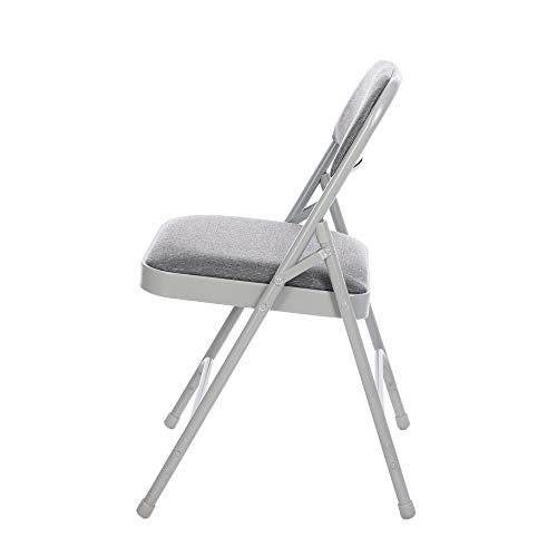 OEF Furnishings OEF2200 Series Heavy-Duty Premium Fabric Padded Upholstery Double-Hinged Folding Chairs (4-Pack, Slate Gray) - color: Grey