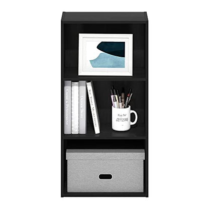 Furinno LUDER 3-Tier Book Shelf, Open Shelves Bookshelf, Blackwood | 9 x 16 x 31.4, Closed Back, Modern Bookcase, for Living Room, Bedroom, Home Office - color: Blackwood, size: 3-Tier, 9.3 x 16 x 31.4