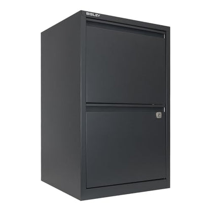 Bisley 2-Drawer Flush Front Vertical File Cabinet - Anthracite Grey - color: Anthracite Grey, size: 2 Drawer