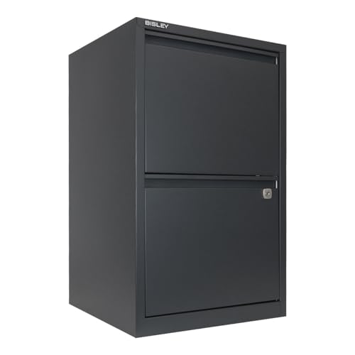 Bisley 2-Drawer Flush Front Vertical File Cabinet - Anthracite Grey - color: Anthracite Grey, size: 2 Drawer