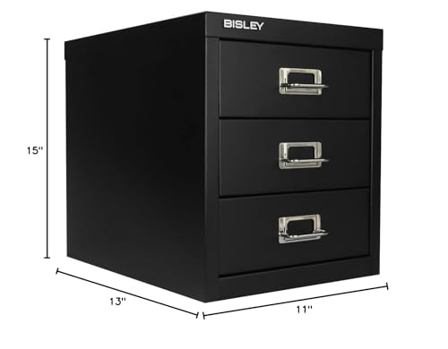 Bisley 3-Drawer Steel MultiDrawer Cabinet - Black - color: Black, size: 3 Drawer