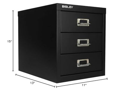 Bisley 3-Drawer Steel MultiDrawer Cabinet - Black - color: Black, size: 3 Drawer