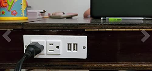 Recessed Power Strip with USB Mountable Power Strip with USB 2 Power Outlets 2 USB Hub Built in Desk Table Coneference Sofa Cabinet Drawer - color: White
