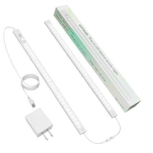 USB Plug-in Motion Sensor Light, ON/Night/Day Modes, Bright&Dimmable | 14" Slim LED Under Cabinet Lighting Indoor for Kitchen, Cabinet, Closet - 6000K Cool White, 2-Bar Linkable - color: Cool White, size: 1 * 2-Bar