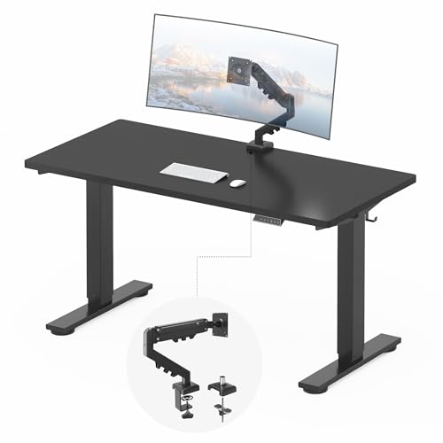 FLEXISPOT EN2 55"x28" Standing Desk Bundle with Monitor Mount, Black - color: Black Frame + Black Top, size: 55x28 | Monitor Arm