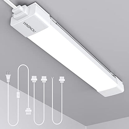 WNSNOU LED Tube Light Fixture with Plug, 1.4FT 1800LM 5000K Utility Shop Light, Linkable Cabinet Light for Garage, Kitchen, Bathroom, Closet, Office - 1.4Ft, Triproof, White - size: 1.4FT-1PCS