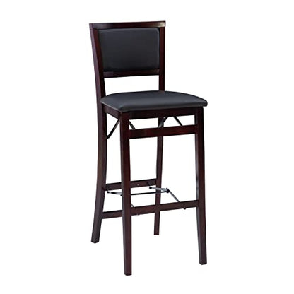 Linon Keira Pad Back Folding Bar Stool - color: Merlot/Brown, style: Bar Stool