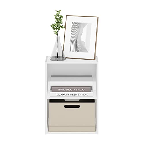 Furinno LUDER 2-Tier Book Shelf, Open Shelves Bookshelf, White | 9 x 16 x 21, Closed Back, Modern Bookcase, for Living Room, Bedroom, Home Office - color: White, size: 2-Tier, 9 x 16 x 21
