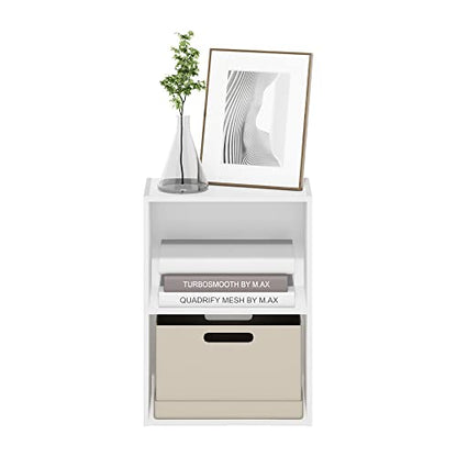 Furinno LUDER 2-Tier Book Shelf, Open Shelves Bookshelf, White | 9 x 16 x 21, Closed Back, Modern Bookcase, for Living Room, Bedroom, Home Office - color: White, size: 2-Tier, 9 x 16 x 21