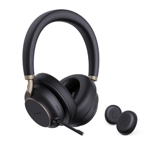 Yealink BH76 Plus Bluetooth Headset, Wireless Headset with Microphone for PC,Active Noise Cancelling, Retractable Hidden Mic Arm, Compatible with PC Mac, Works with Teams (Certified), USB-C/A
