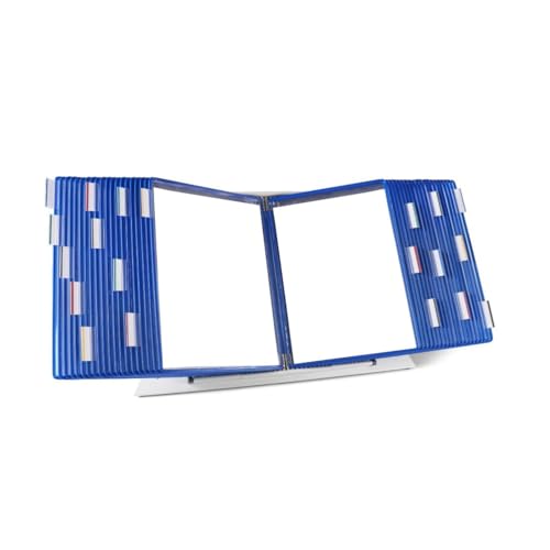 Tarifold Desktop Reference Organizer & Display System, 40 Double-Sided Pockets, 80 Sheet Capacity, Expandable, Durable Steel Wire Frames, Letter Size, Made in France, Blue - color: Blue, size: 40 Pockets