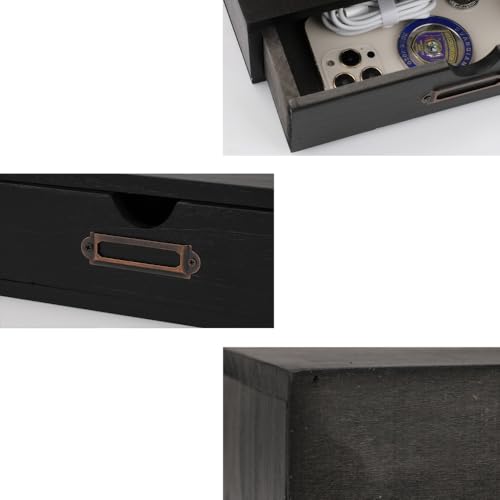 Wooden Drawers Black Wood Desktop Organizer with Drawers - color: BLACK01